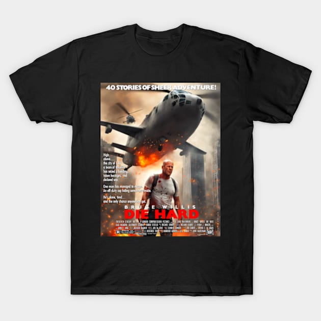 die hard Retro montage Art T-Shirt by SAN ART STUDIO 